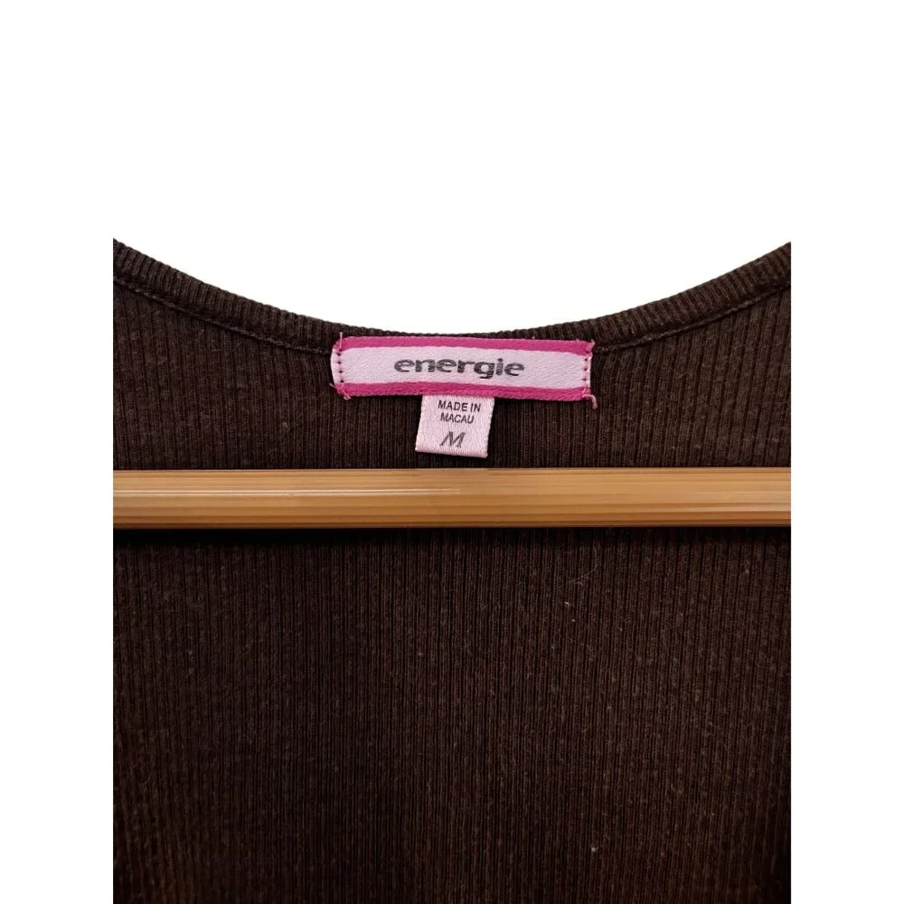Vintage Energie Women's Boho Y2K Brown Ribbed Tank Top W/ Beaded Embellishment M - Picture 4 of 9